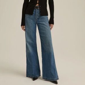 Favorite Daughter The Masha Super High Rise Wide Leg Wash Long Beach Size 31